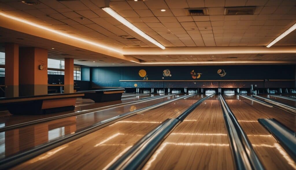 A bowling alley with sustainable equipment and technical features